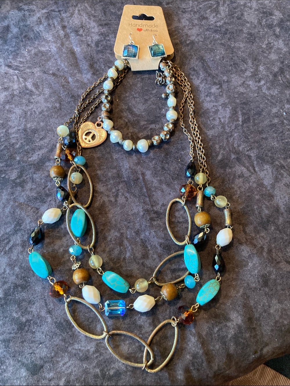 Southwestern Beaded Jewelry Set Necklace Bracelet Earrings